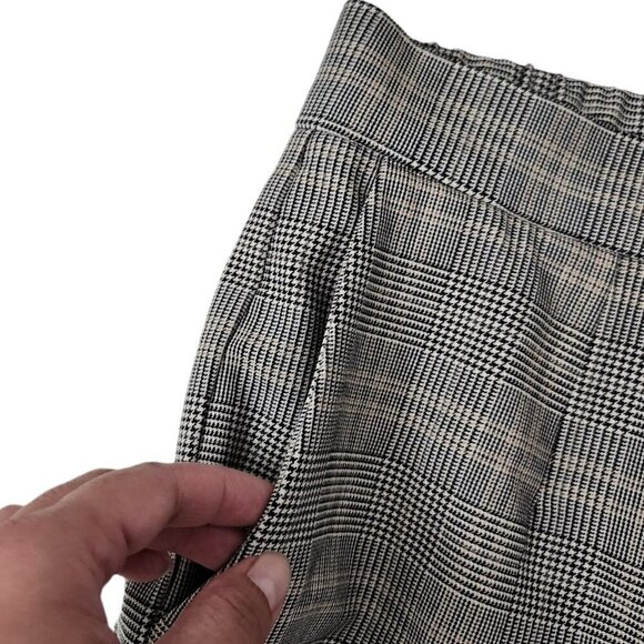 Babaton Womens Atelier Plaid Conan Crop Pants 6 Gray Academia Pull On High-Rise - Picture 4 of 11